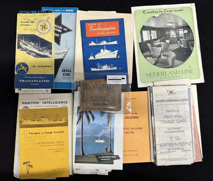 OCEAN LINER: Various ephemera including North German Line, Nederland Line and others.
