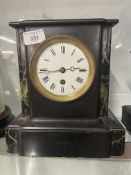 19th cent. Slate and marble 8 day mantel clock. 9½ins.