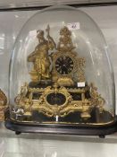 19th cent. French Ormolu clock, gilded female figurine on slate and gilt base, Jacques Frère