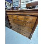 19th cent. Mahogany chest of drawers, three long and two short, side pillars and concealed top