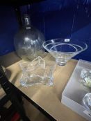 Edinburgh Crystal glass bowl with cut swirl decoration, 6½ins high, Carboy bottle with internal