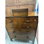 19th cent. Mahogany two over three chest of drawers on bracket supports. 37ins. x 18ins. x 42½ins.