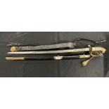 Militaria: 19th cent. Royal Navy dress sword, lion head pommel, shagreen and wire grip