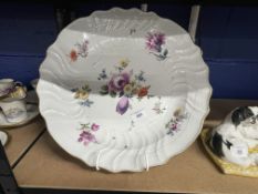 Continental Ceramics: Meissen polychrome charger/large dish, floral decorated with swept edge