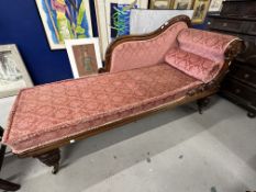 19th cent. Rosewood chaise lounge, carved back and supports.