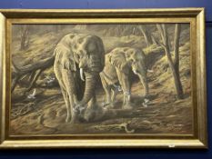 Elsa Cornelissen oil on canvas, elephant in the savannah 'The Journey Home'. Signed and dated