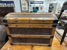 19th cent. Dome top cabin trunk with fitted interior.