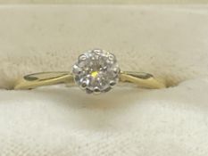 Jewellery: 18ct gold ring set with a brilliant cut diamond, estimated weight 0.40ct, hallmarked