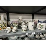 Portmeirion dinner and tea ware, mugs and saucers, a pair, teacups and saucers x 3, three