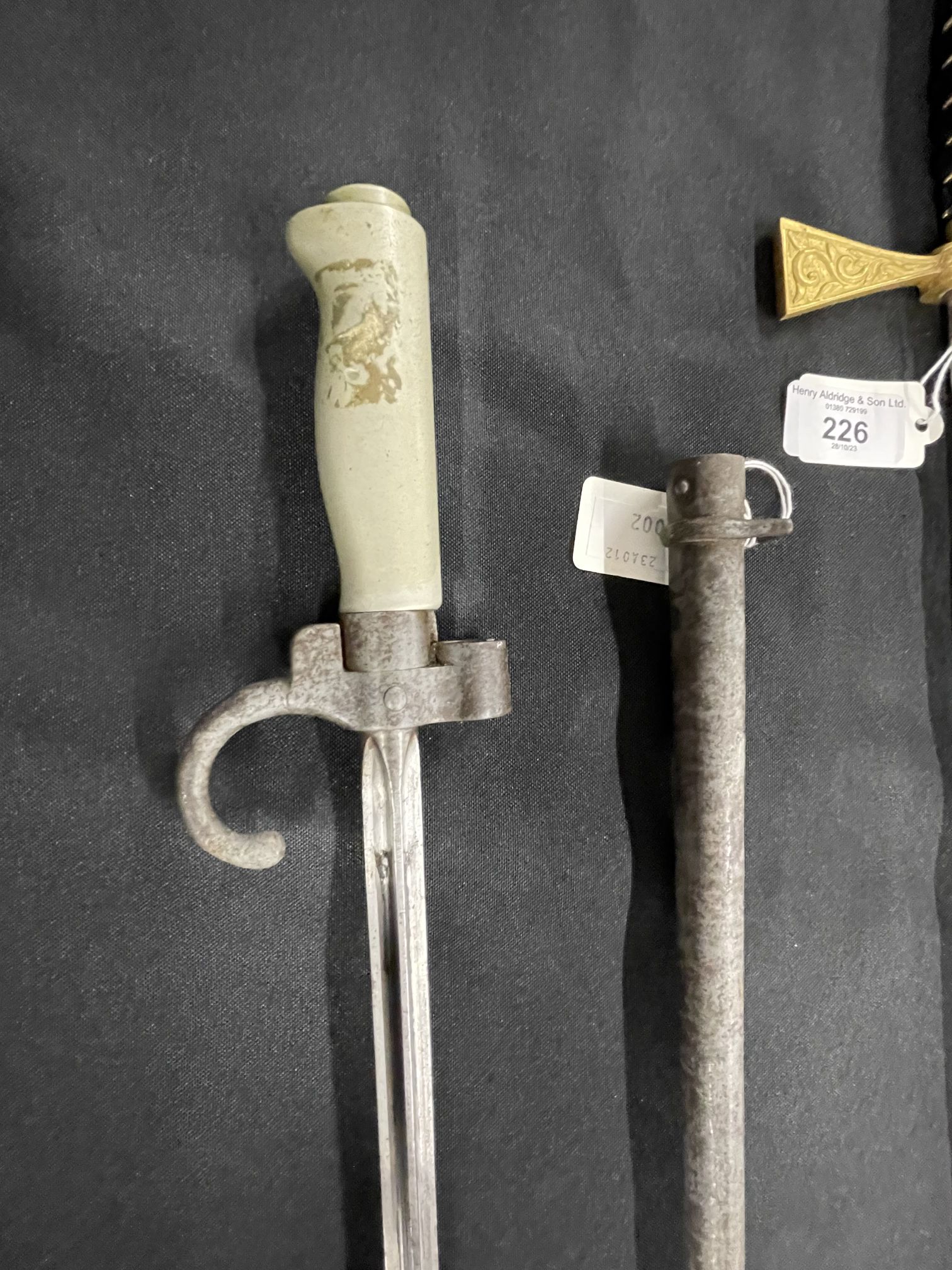 Militaria: Wilkinson's presentation sword with gilt handle, French bayonet. - Image 3 of 3