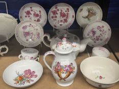 Continental Ceramics: Late 18th cent. Thuringian porcelain teaware, including a Wallendorf teapot