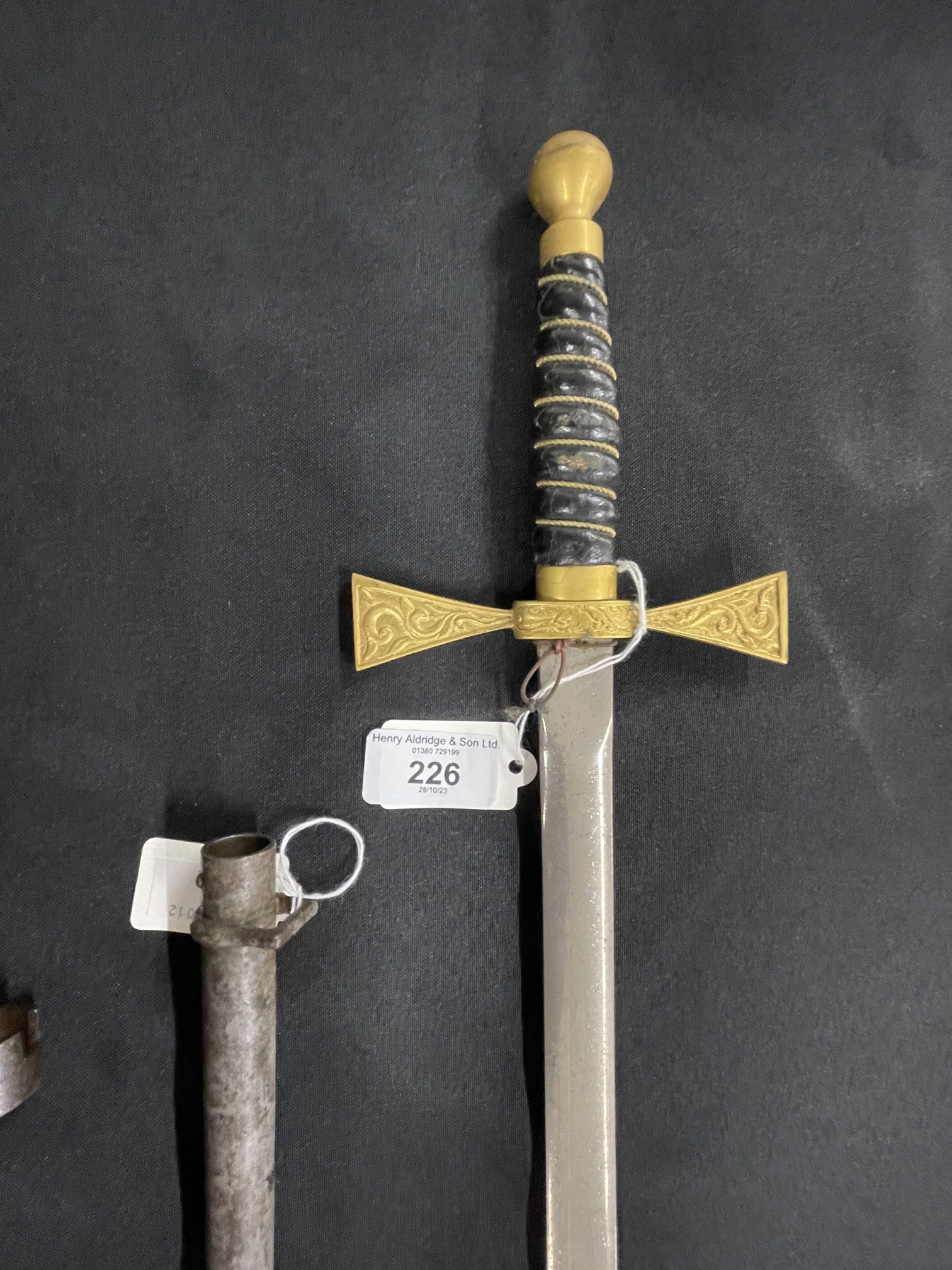Militaria: Wilkinson's presentation sword with gilt handle, French bayonet. - Image 2 of 3