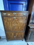 Early 19th cent. Mahogany secretaire, single drawer above fall front, fully fitted interior, over