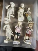 Continental Ceramics: Berlin small figurines, Blanc de Chine x 3, polychrome decorated x 3.