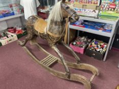 Toys/Pastimes: Late 19th/early 20th cent. Rocking horse of generous proportions, well carved head