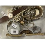 Watches: Includes ladies Seiko watch, clips, necklets, etc.