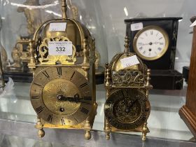20th cent. Brass cased lantern clock, the movement is marked Empire, Made in England, key wind, with