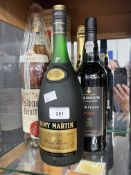 Wines/Spirits: Asbach Uralt 1 litre bottles x 2, Warres Heritage Port 75cl bottle, Champagne Brut