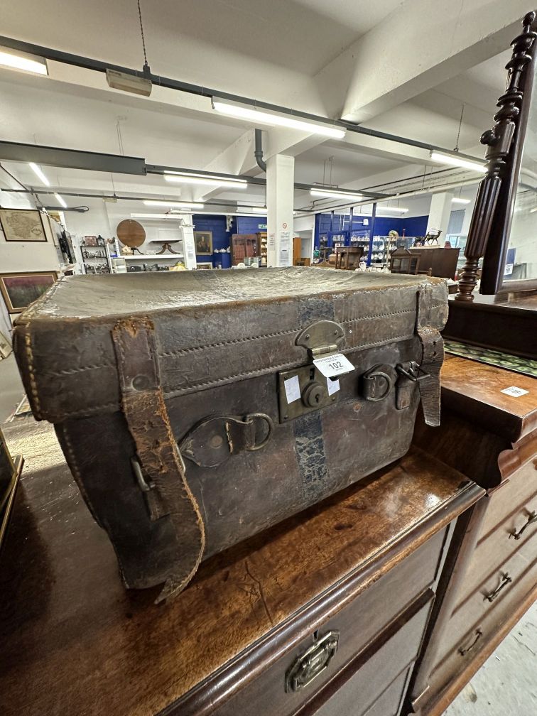 Early 20th cent. Leather bound travel box stencilled Field Marshall H.R.H Duke of Connaught. NB