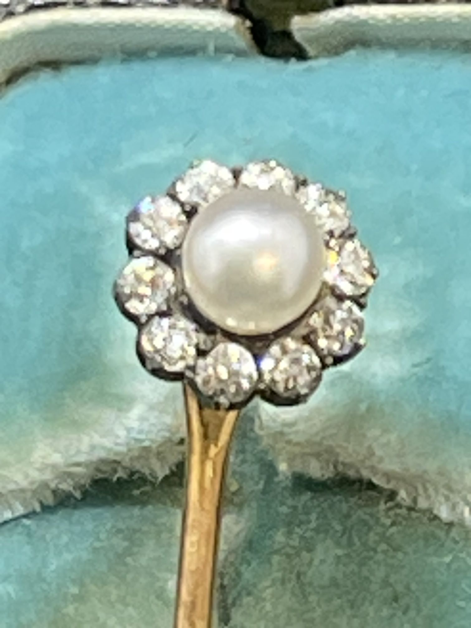 Jewellery: Early 20th century diamond and seed pearl tie pin. - Image 2 of 3