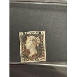 Stamps: GB 1840, penny (1d) black, we believe to be plate 7, DH, four good margins