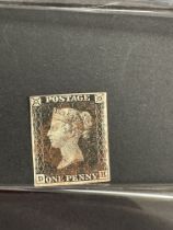 Stamps: GB 1840, penny (1d) black, we believe to be plate 7, DH, four good margins