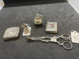 Hallmarked Silver: Objects of virtu, Vesta Birmingham embossed, miniature Guernsey jug Birmingham,