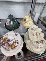 Staffordshire, four cheese dishes from various makers, including one shaped as a shell, one by