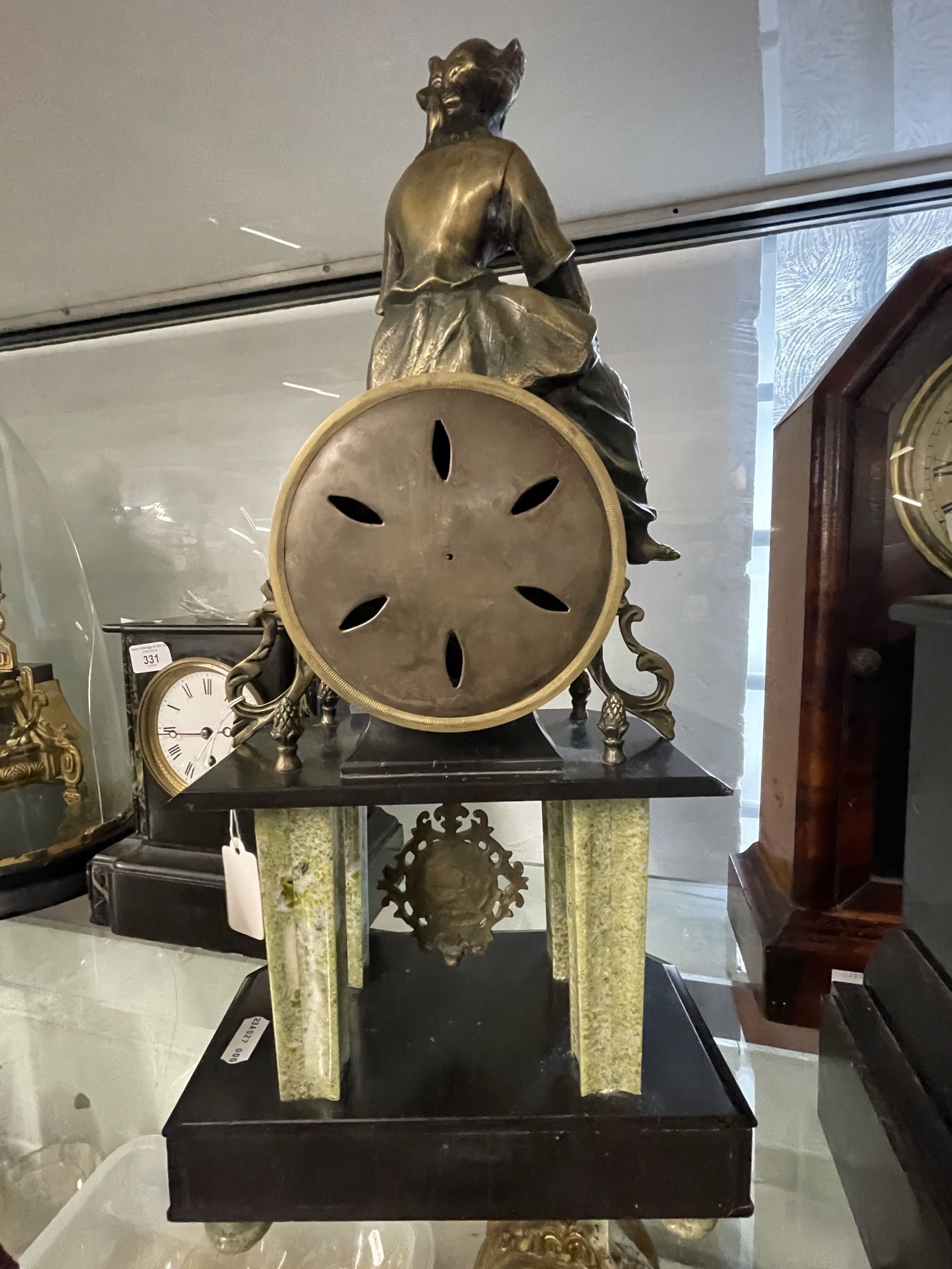 Clocks: 20th cent. Empire style gilt metal, marble and slate clock, unsigned. 19ins. - Image 2 of 3