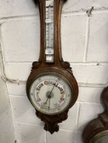 1920 oak cased aneroid barometer. 36ins.