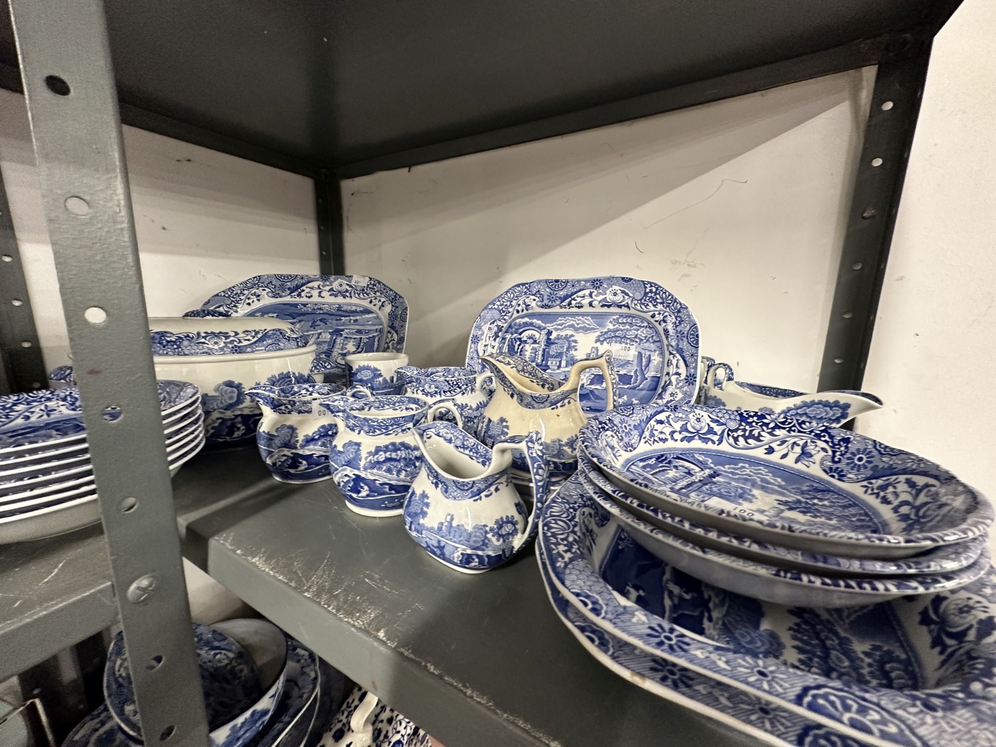 Early 20th cent. Spode Italian blue and white oval server 13ins. and 10ins, vegetable tureens with - Image 2 of 2