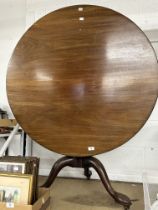 19th cent. Mahogany breakfast table converted to a coffee table on four supports. Plus a 19th