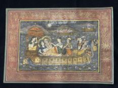 Indian Art: Early 20th cent. Group in a boat, Indian minature on paper. 7ins. x 11ins.