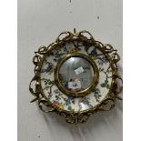 Royal Staffordshire Clarice Cliff birds plate mounted in a gilt frame with convex mirror. Dia.