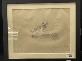 Films/Disney: Unusual original pencil production drawing for 1934 black and white cartoon short 'Two
