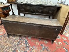 18th cent. Oak sword box, supports integral to side panels. 48ins. x 14ins. x 21ins.