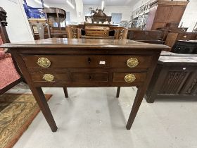 19th cent. Mahogany lowboy hall table on tapered supports, one long drawer over three short.