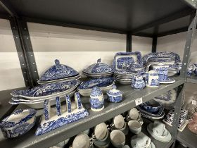 Early 20th cent. Spode Italian blue and white oval server 13ins. and 10ins, vegetable tureens with