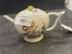 Continental Ceramics: 18th cent. Miniature German porcelain teapot and cover, c1760