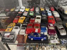 Diecast Porsche unboxed cars including 928 Turbo, 911 Turbo, Boxster, 356 Carrera Coupe. (32