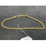 Jewellery: Yellow metal fancy link necklet. Stamped 15ct and tests as such. length 18ins. weight