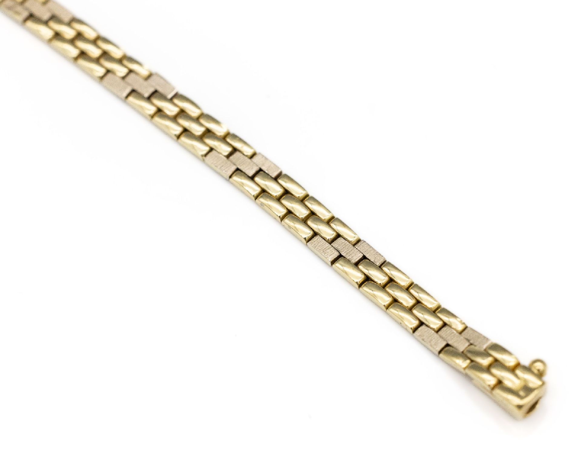 14 kt Gold Armband, GG/WG 585/000, Backsteinoptik, - Image 2 of 2
