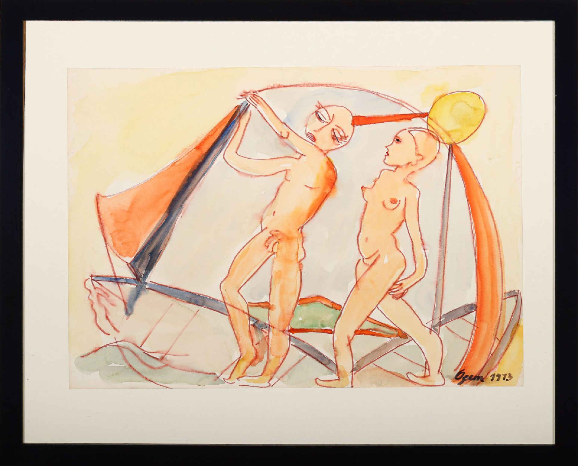 Gertrud Ogem, 1919 - 1985,  expressionistisches Aquarell,