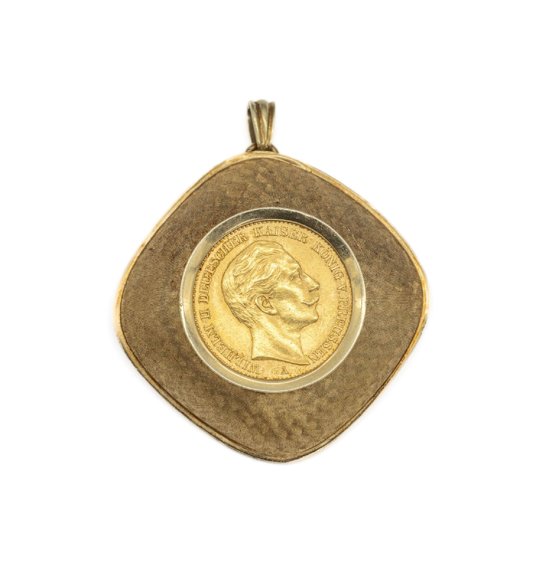 14 kt Gold Münz-Brosche, GG 585/000, 1950erJahre,