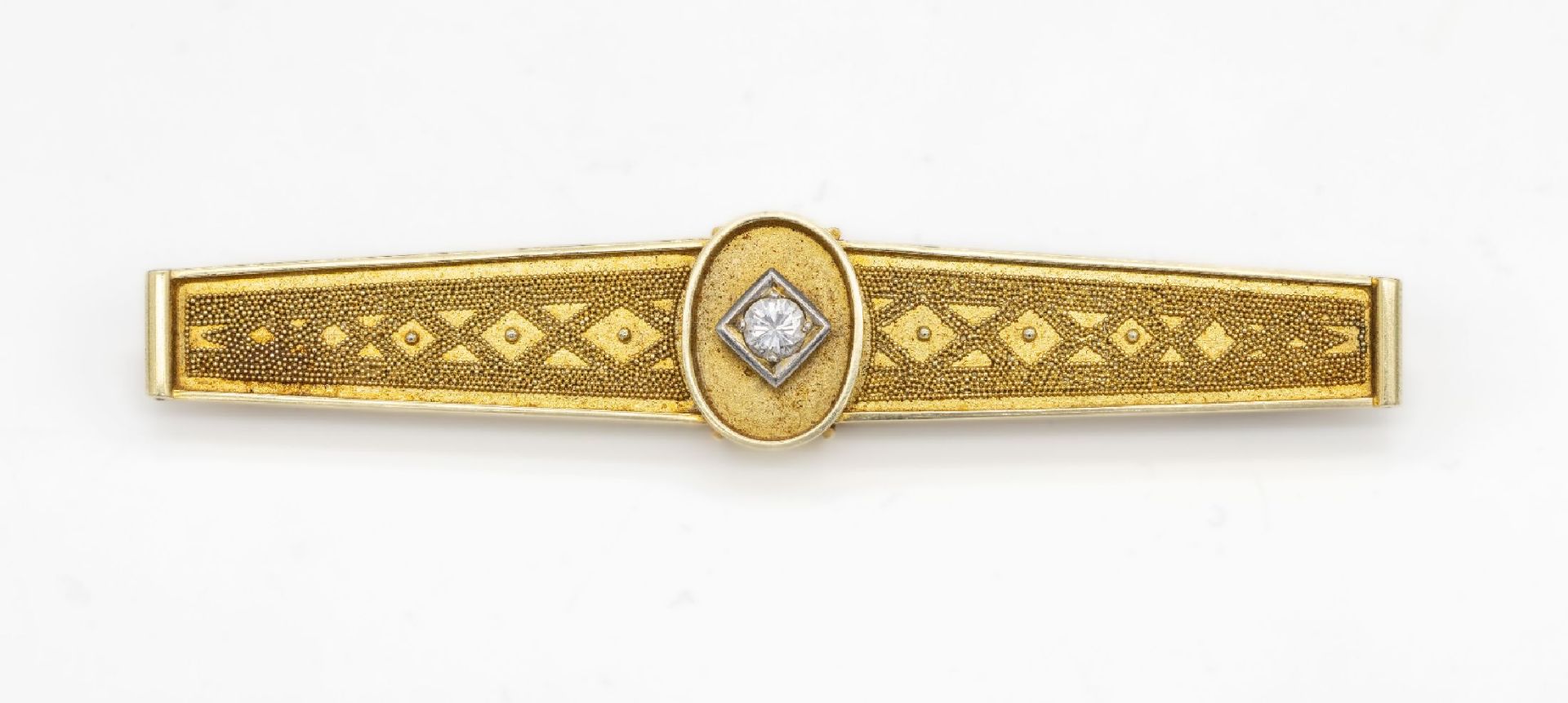 14 kt Gold Diamant-Brosche,   GG/WG 585/000, 1950er Jahre,