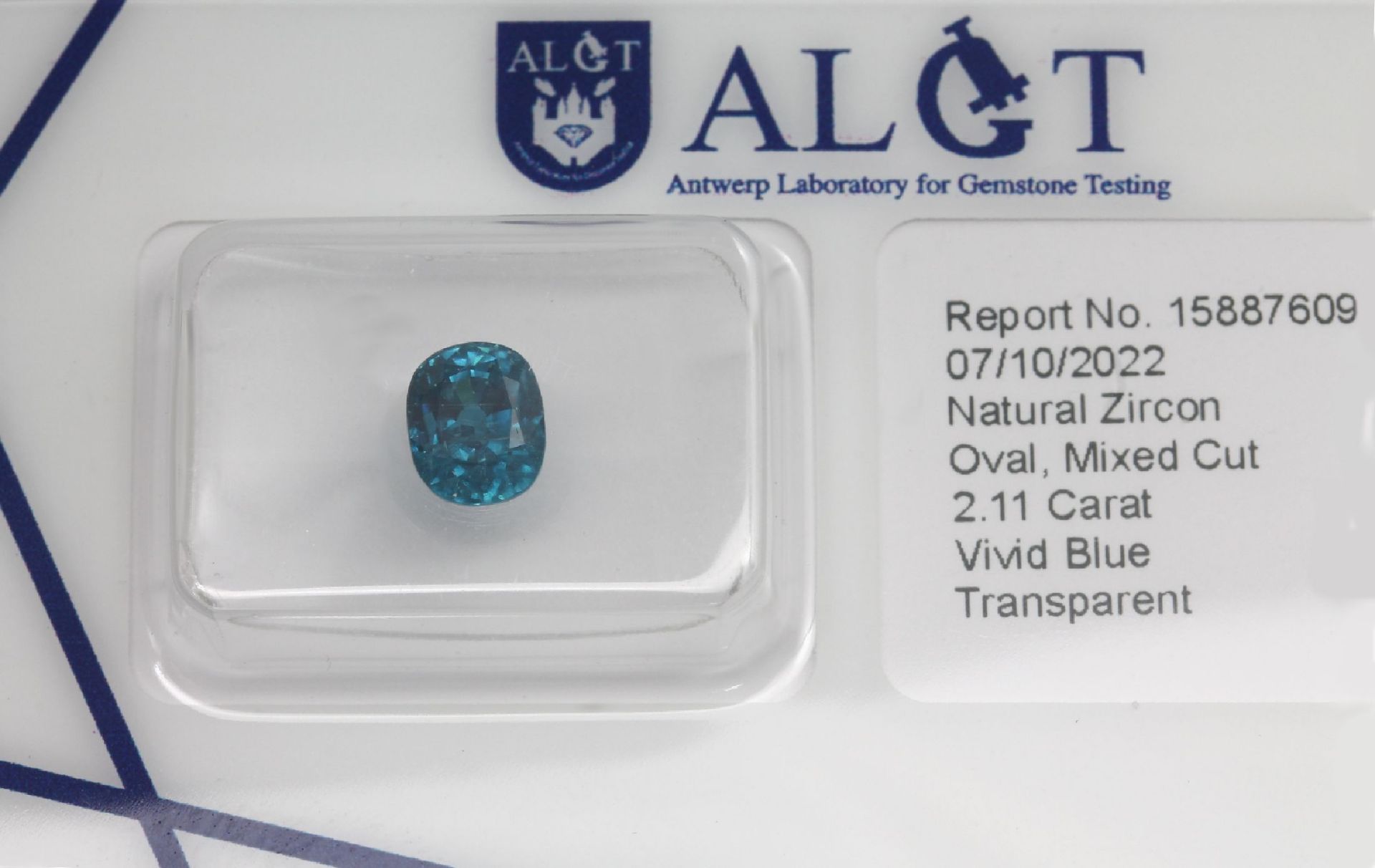 Lot 5 lose Zirkone,   zus. 11.78 ct, 1 x blau - Bild 4 aus 6