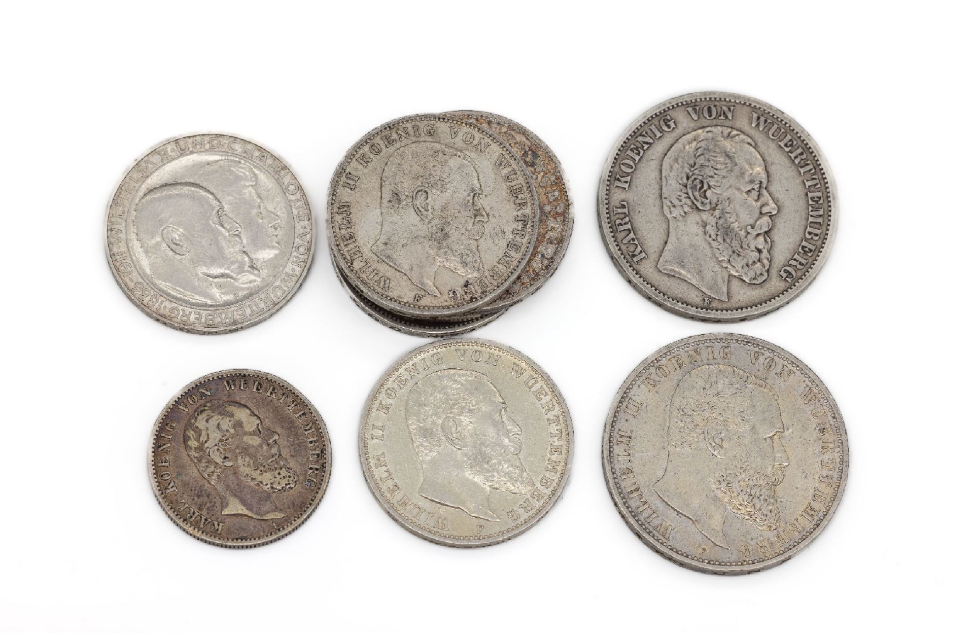 Konvolut 9 Silbermünzen,   Deutsches Reich, 2 Mark:1 x
