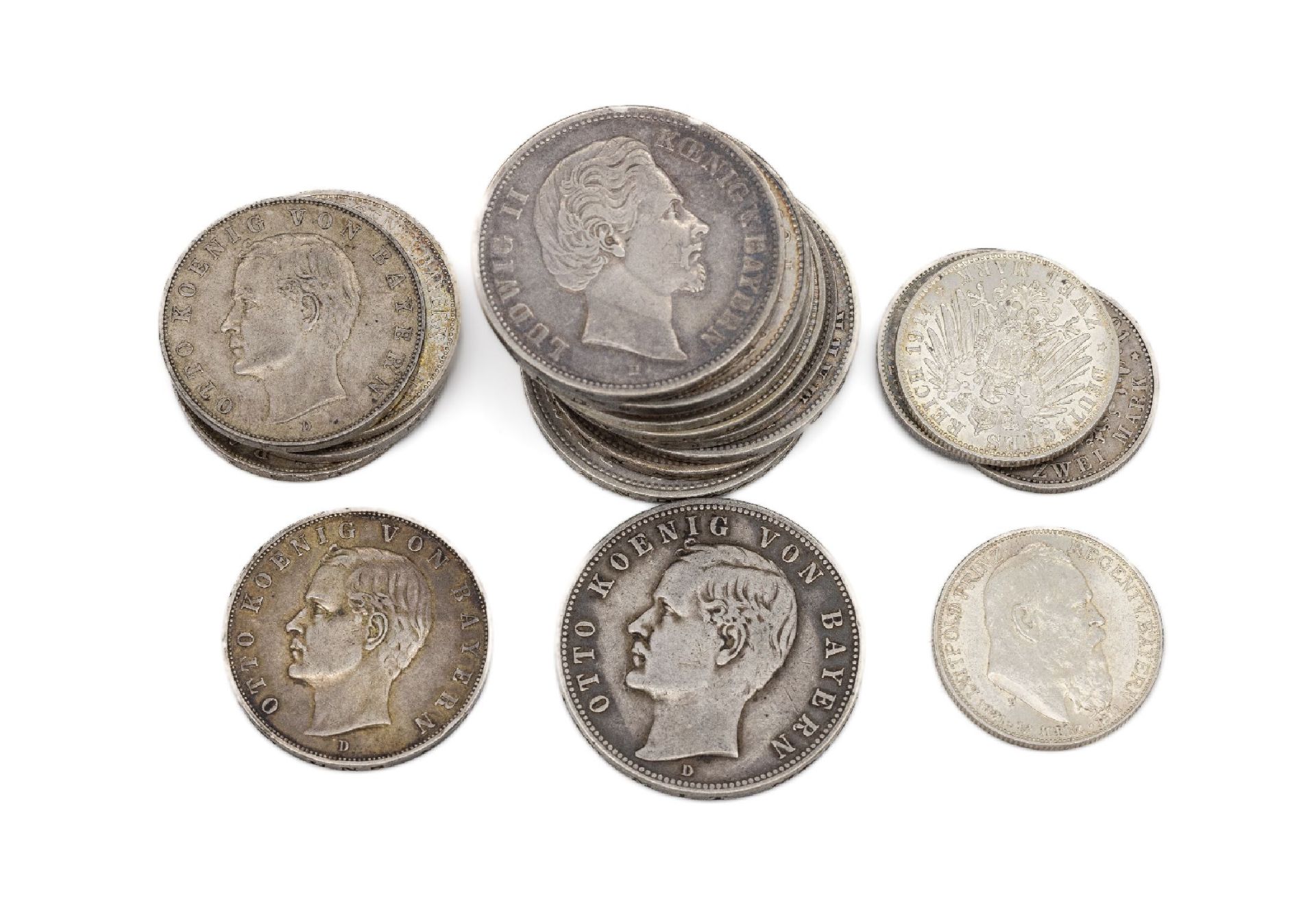 Konvolut 19 Silbermünzen,   Deutsches Reich, 2 Mark: 1 x
