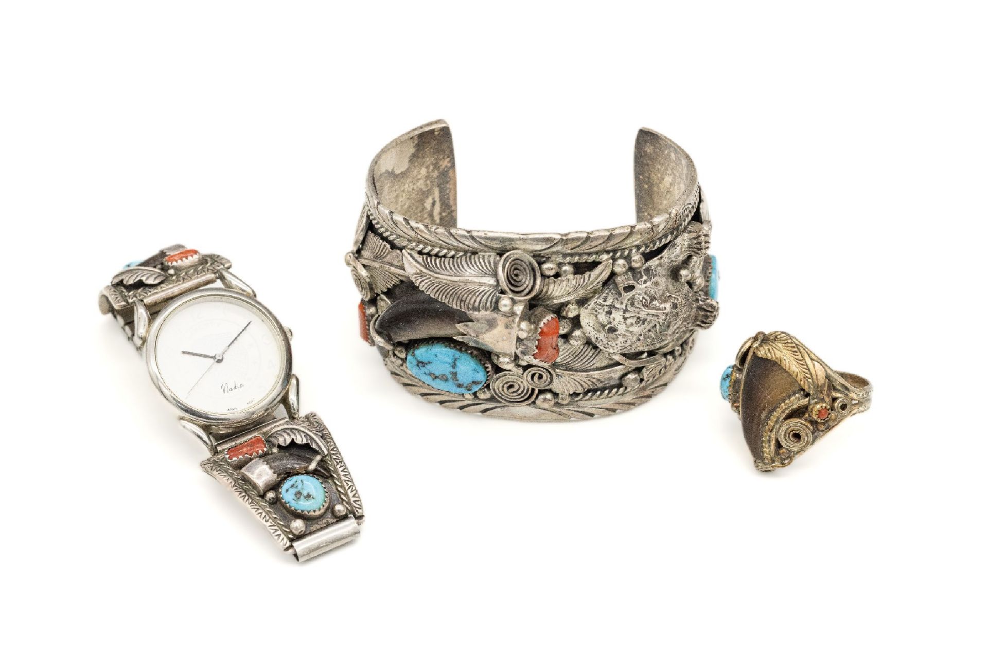 Navajo-Schmuckset, Sterling Silber, best. aus: Armreif,