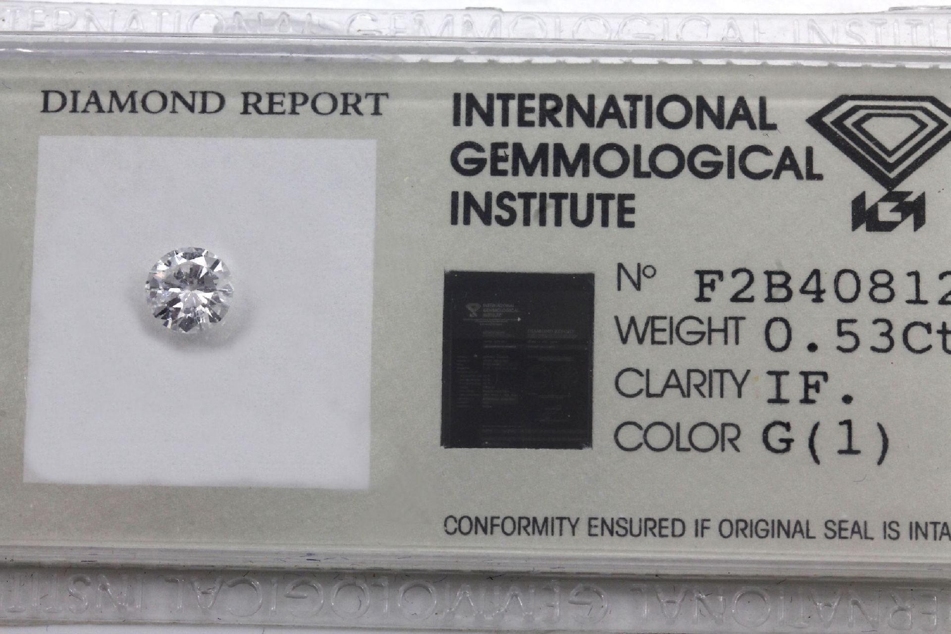 Eingeschweißter Brillant 0.53 ct Weiß (G)/ lupenrein,